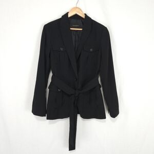 Banana Republic Women's Black Drapey Twill Safari Blazer